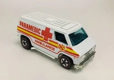 Hot Wheels ORIGINAL Redline Paramedic Van in White w/BLUE-TINTED Windows!