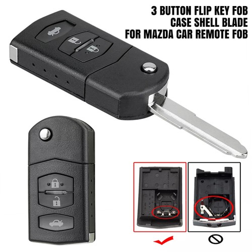 Mazda Key Fob Shell 3 Button Flip Key Fob Case Shell Blade For MAZDA 2 3 5 6 RX8 MX5 Car ...