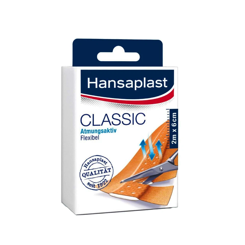 2m x 6cm Hansaplast Classic Atmungsaktiv Flexibel Pflaster Textilpflaster