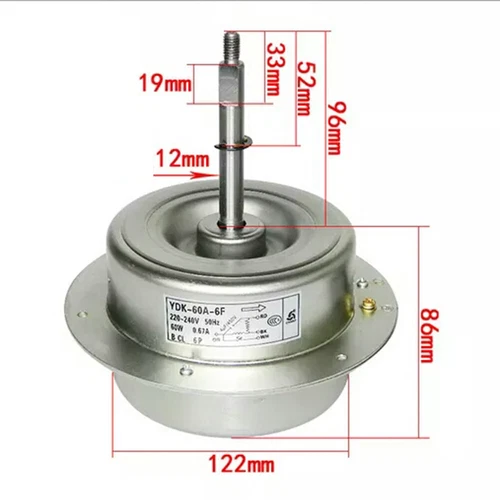 1PC 220V Air Conditioner External Fan Motor YDK-60A-6F 3P 5P 60W Reverse
