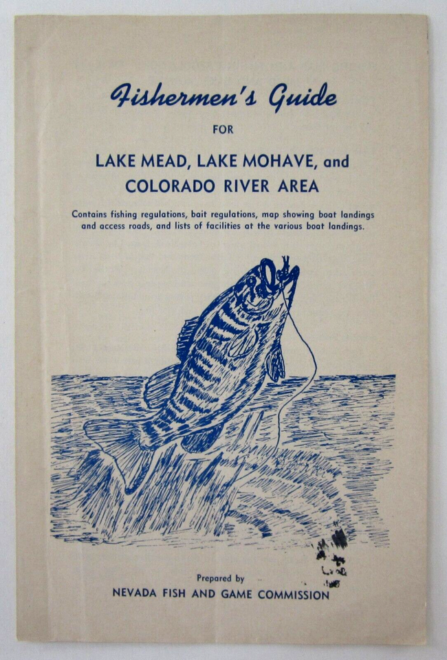 Vintage Lake Mead Fishing Guide Colorado River Map NV Fish & Game Regs