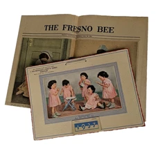 1937 Dionne Quintulplets Quints Calendar Mortuary Ad  + 1936 Fresno Bee Article