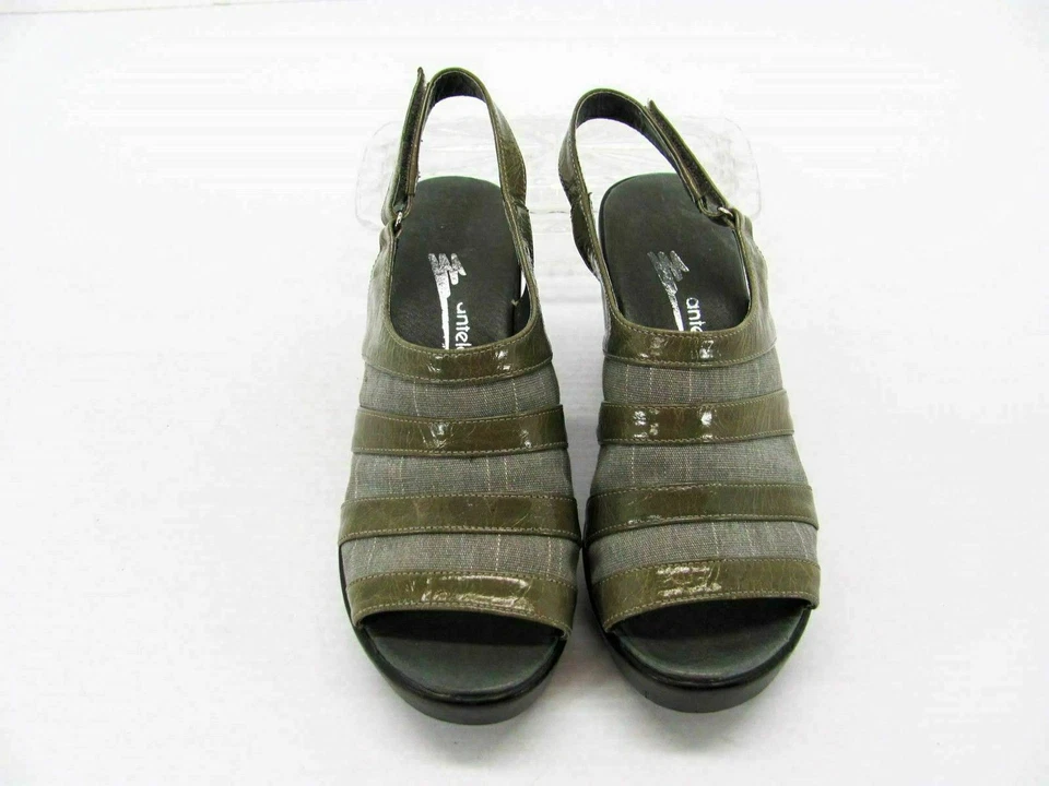 Antelope Womens Heel Shoes Size 7.5M EUR 38 Green Striped Slingback Pre Owned qp - Image 4 of 4