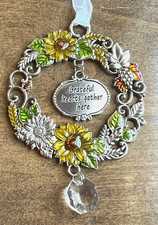 Ganz Fall Leaves  Sunflowers Ornament "Grateful Hearts Gather Here"