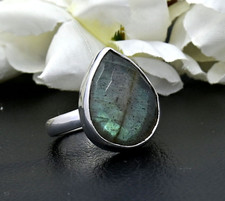Natural Labradorite Gemstone Ring, 925 Sterling Silver Ring, Genuine Gemstone