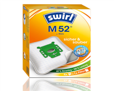 4 Staubsaugerbeutel Swirl M52  geeignet für Miele Swing H1 EcoLine Plus