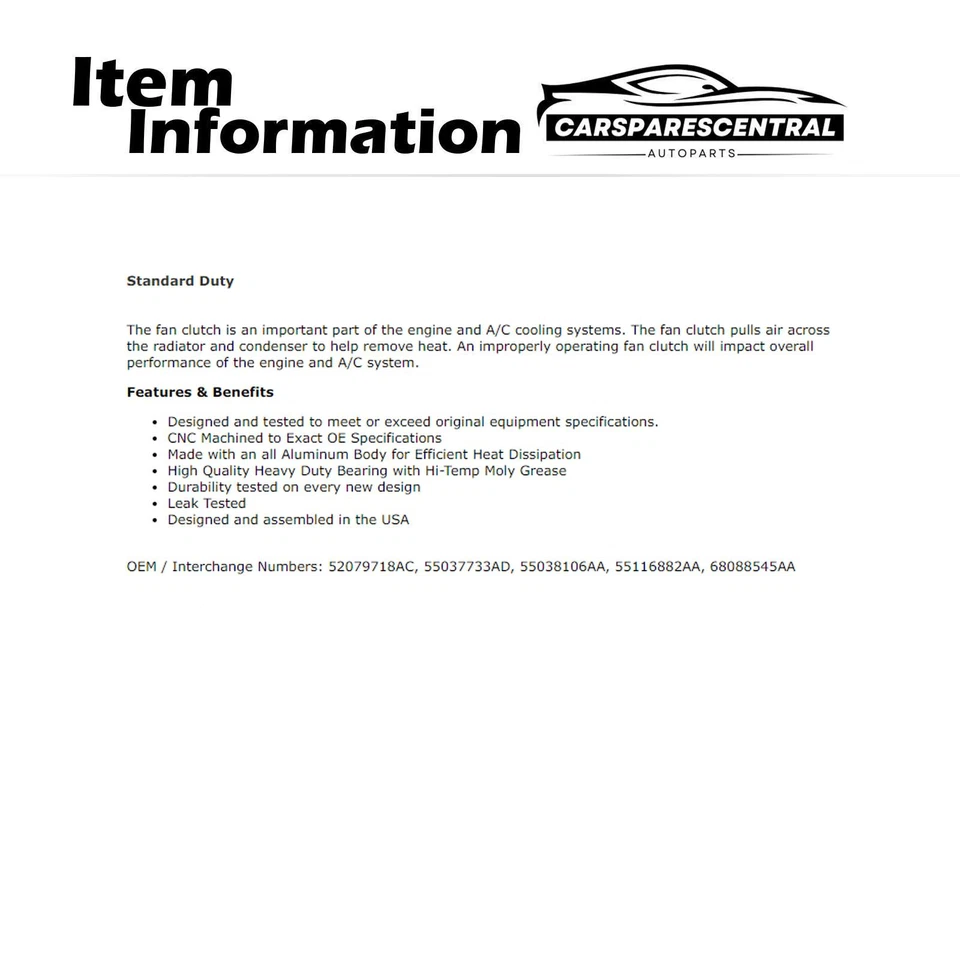 Embrague ventilador motor para Dodge Nitro 2009-2011 3,7 L Foto 3 de 4