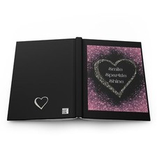 Hardcover Journal Matte Black Pink Smile Sparkle Shine Design