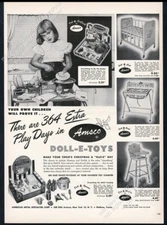 1951 Amsco Doll E Toys girl's toy dishwashing kit doll nurser pix vtg print ad