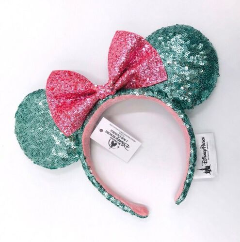 Disney Parks Bow Sequins Rare Mickey Minnie Mouse Ears Pink Sugar Rush Headband - Afbeelding 1 van 4