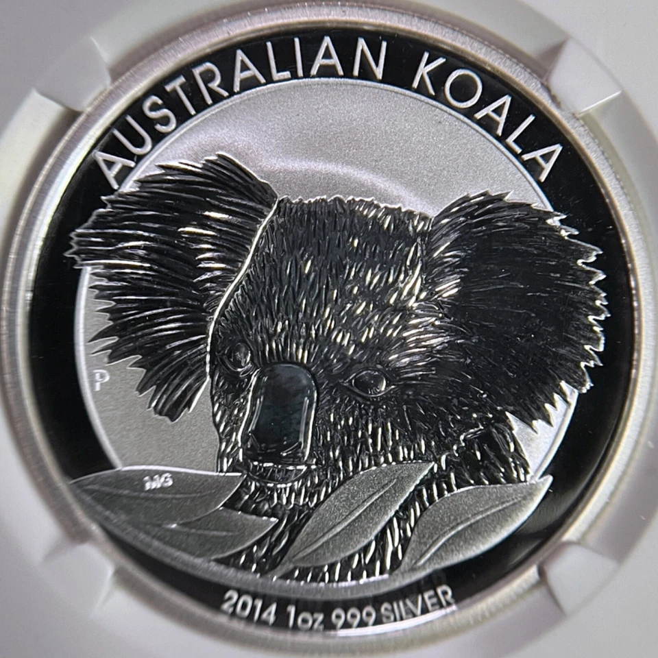 AUSTRALIA. 2014, Dollar, Silver - NGC MS70 - Top Pop 🥇 Koala and Leaves 🐨 RARE - Image 3 of 4