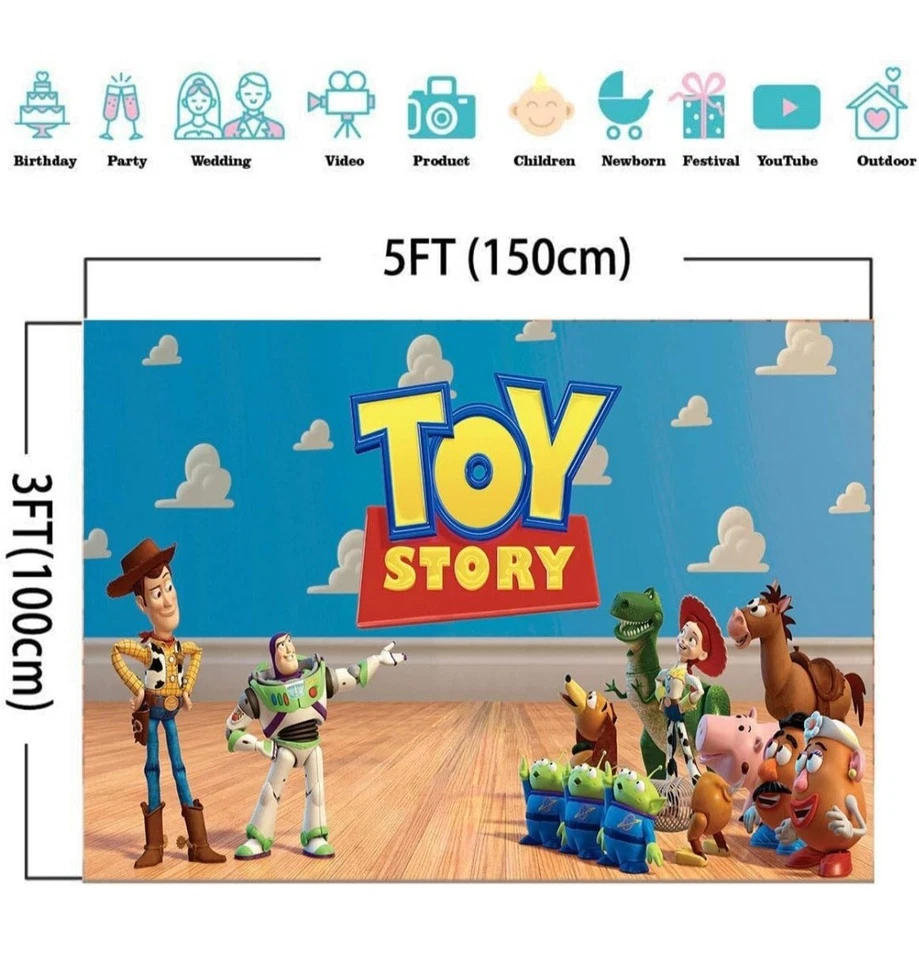 5X3英尺玩具总动员主题摄影背景,用于派对 — 第 4/4 张图片