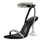 Women's Buckle Open Toe Lace Up Clear Heel Rhinestone Ankle Straps Sandals US8 — photo 1