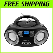 All-in-One CD Boombox with Top-Loading Player, Bluetooth & AUX Input - Compact