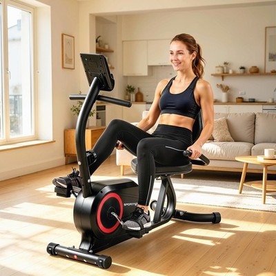 SPORTNOW Liegeergometer für Zuhause mit 8 verstellbar Widerstandsstufe