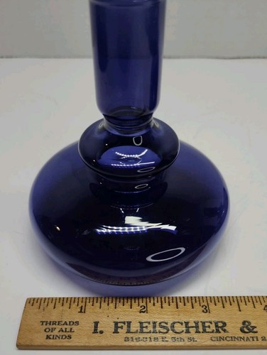 2-Anthropologie Delaney Glass Candlestick Candle Holder Cobalt Blue Bud Vase HTF - Picture 11 of 12