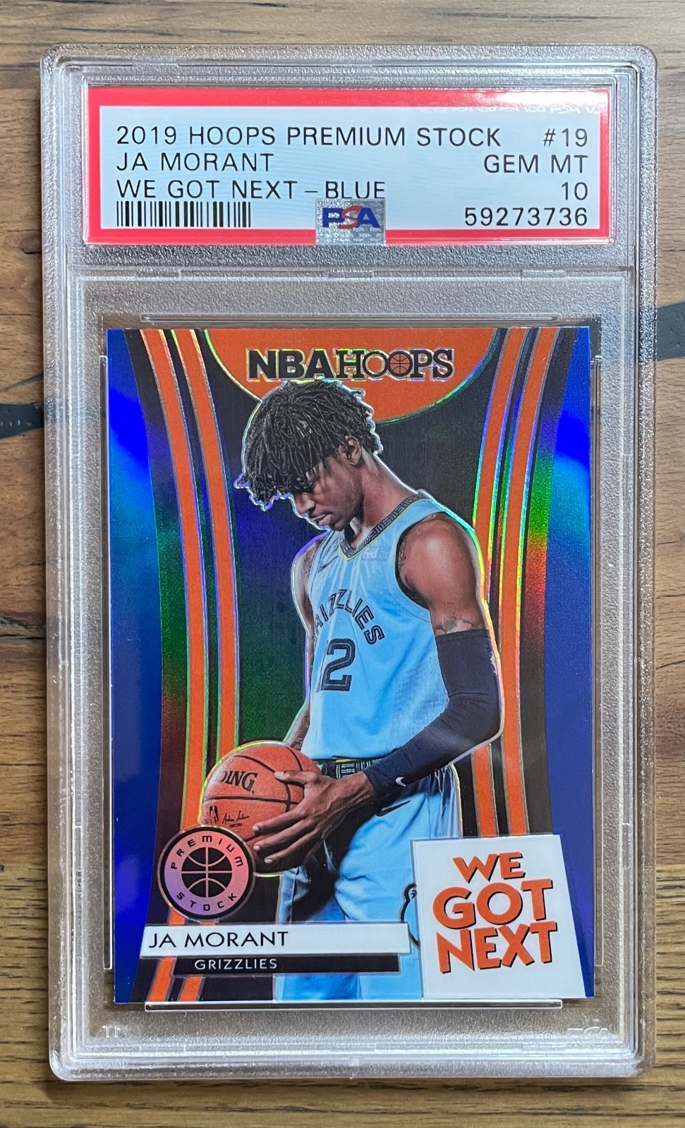 2019-20 PANINI ~ HOOPS PREMIUM STOCK RC#19 JA MORANT WE GOT NEXT BLUE PSA 10