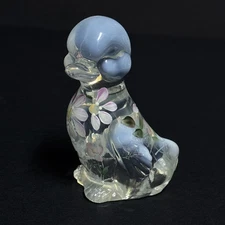 Fenton Clear Opalescent Glass Duckling Figurine Floral Duck SIGNED V. Cline