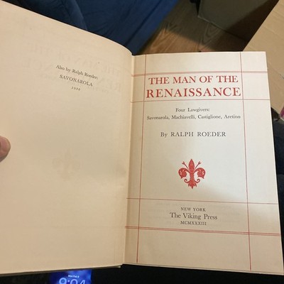 The Man of the Renaissance Ralph Roeder Viking Press Biography History