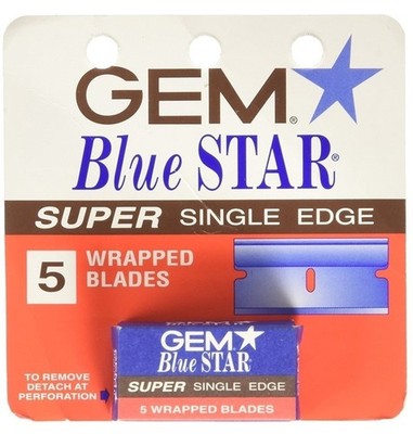 GEM Blue Star Single Edge Blades 5ct Super Wrapped Razor Blades Replacement