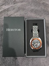 HERITOR Mens Automatic Watch Orange Bezel