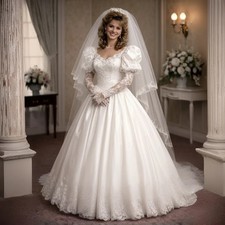 Vintage Victorian Wedding Dresses Puff Sleeves Long Elegant Bridal Gowns Lace