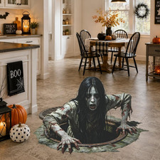 Halloween Zombie Wall Decal, Scary Ghost Woman Sewer Sticker