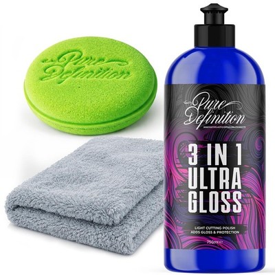 Autopolitur Wachs 3 in 1 Ultra Glanz Bestes Set Kit Mikrofasertuch Pure Definition