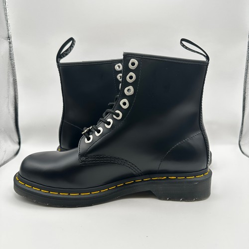Stivali stringati Dr. Doc Martens 1460 zip pelle liscia neri taglia 8 uomo nuovi - Foto 4 di 12