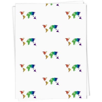 Geschenkpapier/Geschenkanhänger ''Regenbogen-Weltkarte'' (GI053144)