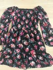 Girl’s Spring Fall Dress Worn 1x Size Xl 14 Youth Floral black pink — photo 2