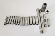 Lot of Vintage SK S-K USA Tool Sockets 1/4. 3/8, 1/2,  16 Sockets 4 Extensions