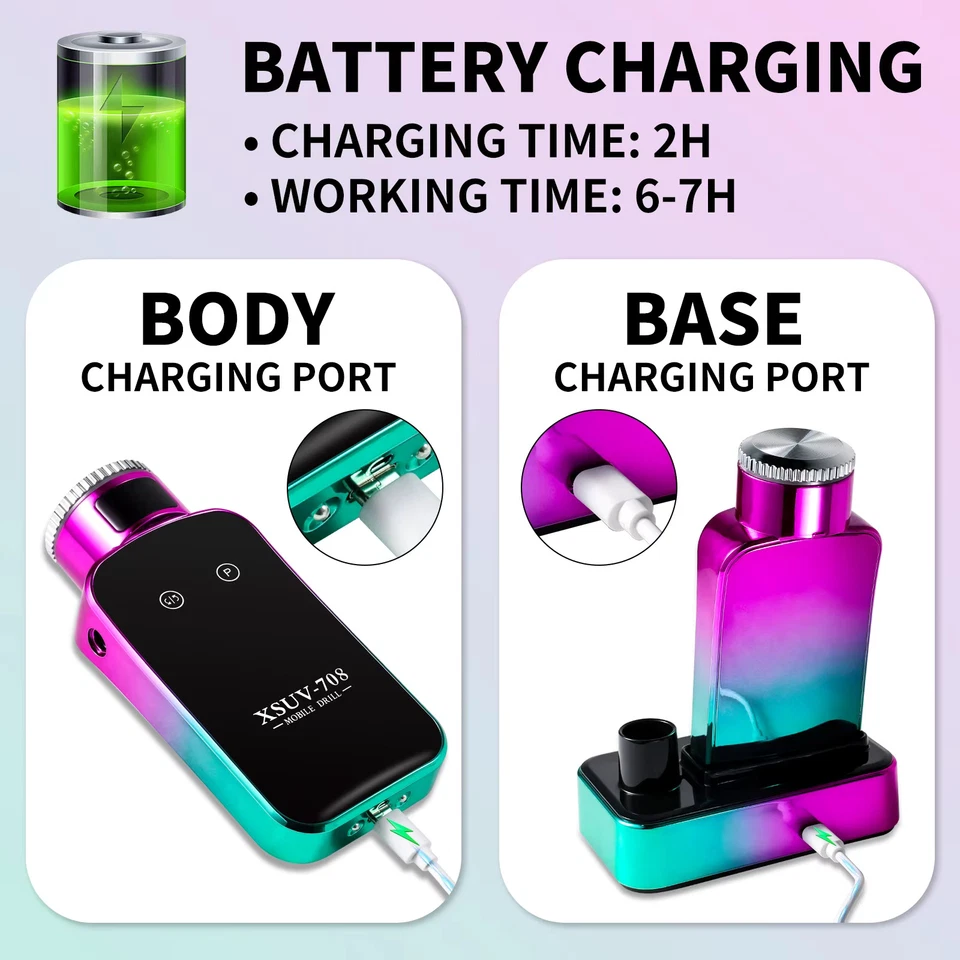 Broca elétrica 45000 RPM máquina de polimento profissional conjunto de arquivos de baixo ruído - Imagem 3 de 4