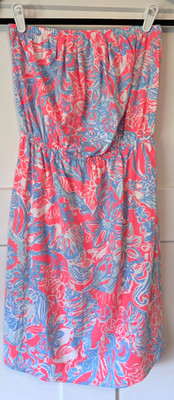 Lilly Pulitzer Windsor Strapless Dress Summer Siren Print Pink Mini Sz Small