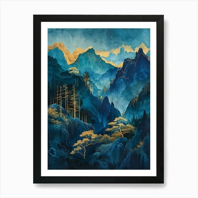 Asiatische Landschaft 27 Kunstdruck gerahmt Wandbild Poster Leinwanddruck Bild