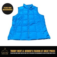 Lands' End Women's Down Puffer Vest Full Zip Lightweight Blue Size L 14-16 8138