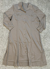 VTG 220 Hickory Womens Midi Dress  Button Front XL Petite Khaki Western Prairie