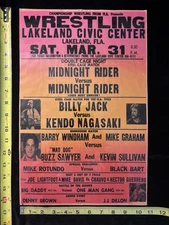 Replica Wrestling Event Poster CWA Midnight Rider 11x16 Lakeland Florida