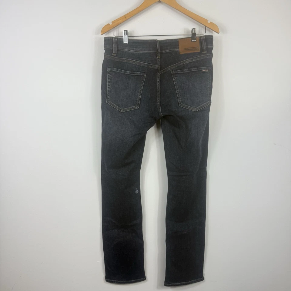 Volcom Vorta slim straight leg mid rise men's jeans dark blue stretch Size 30 - Image 4 of 4