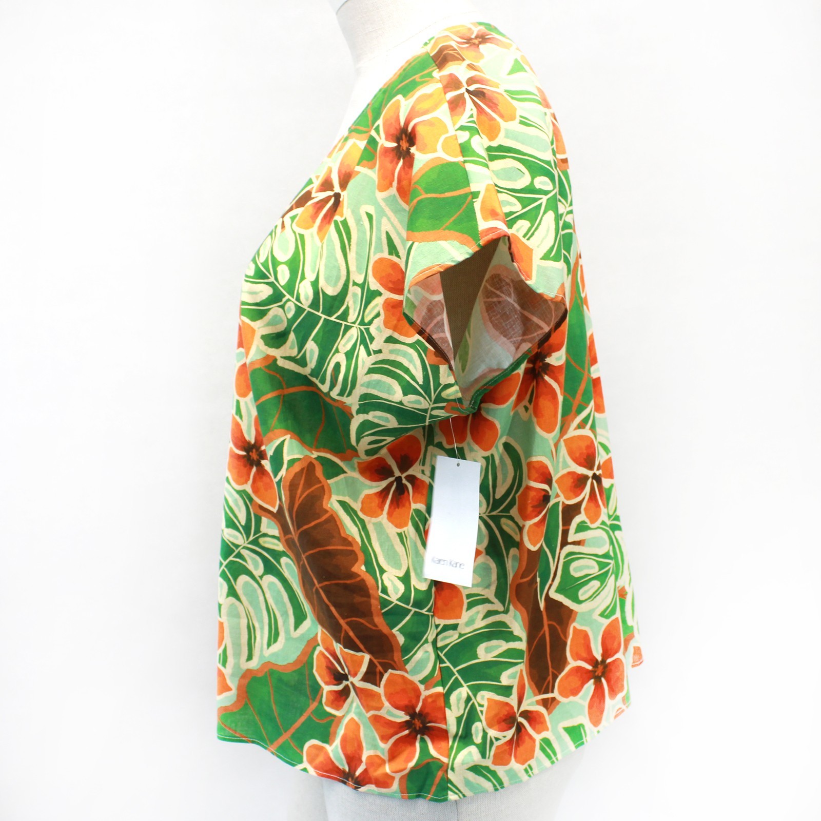 Karen Kane Plus Tropicana mango tango linen blend dolman sleeve blouse top 2X image 6