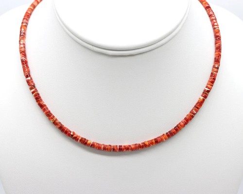 4mm Bright Red Spiny Oyster Heishi Bead Modern Minimalist Unisex Necklace Choker - Picture 1 of 5