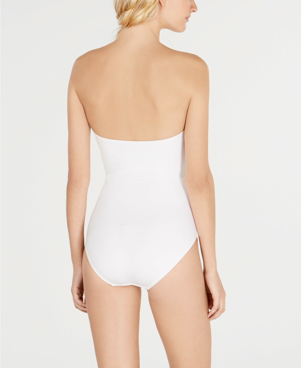 Kate Spade White Scalloped Strapless One-Piece Swimsuit