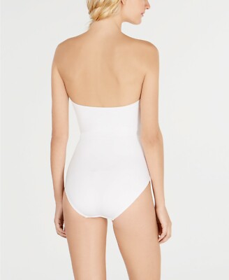 Kate Spade White Scalloped Strapless One-Piece Swimsuit