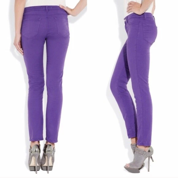 J Brand Women s Skinny Leg 811K120 Mid Rise Jeans in Bright Purple Size 25