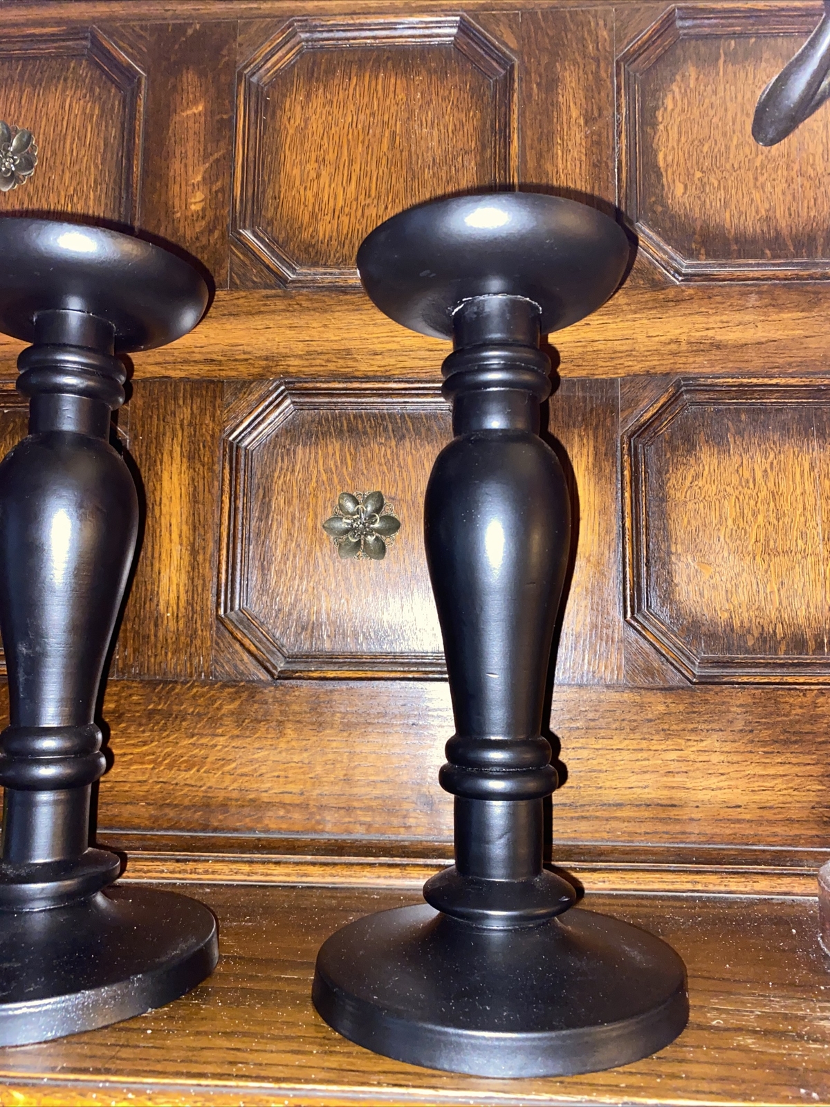 Pair Tall Chunky Wooden Candle holders Gothic eBay