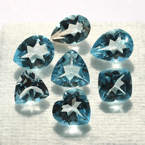 VVS 7 Pcs Natural Blue Topaz Untreated 7.1mm-9.4mm Mix Faceted Cut Gemstones Lot - Picture 10 of 12