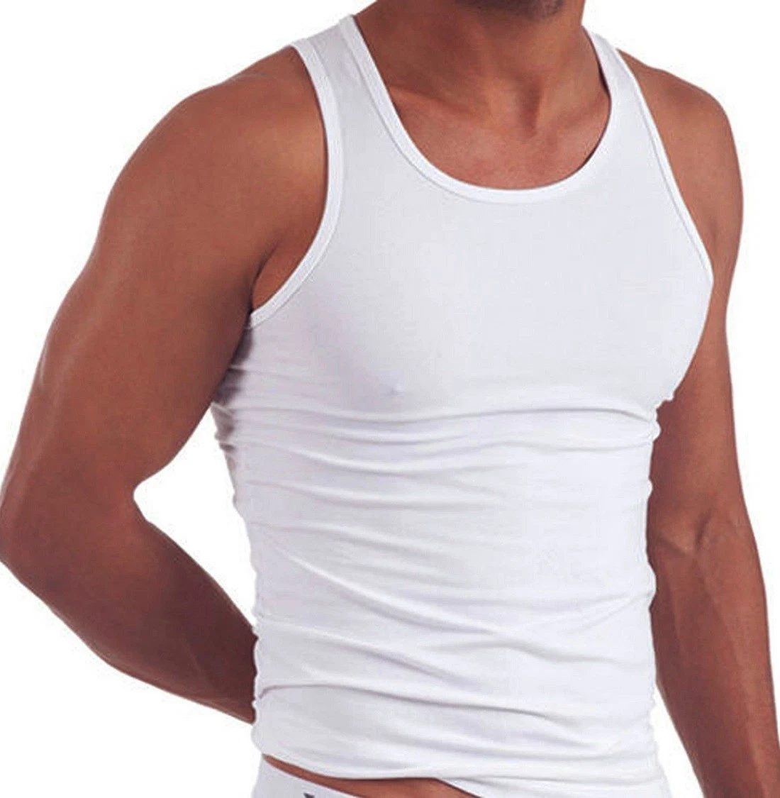 NEW MEN PLAIN WHITE VEST MENS 100% COTTON TANK TOP S-XXL UK LOT