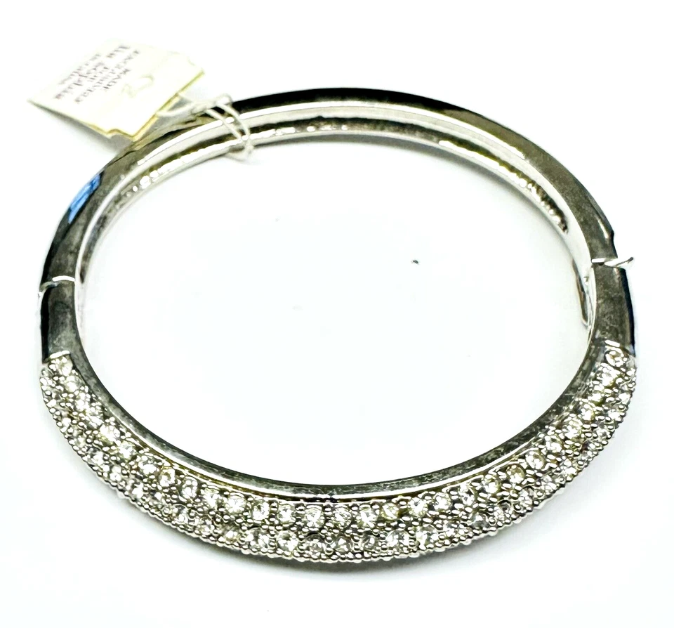 Brazalete Brazalete Lia Sophia "Glitterati" 3 Filas Cristal Corte Tono Plata Bisagras Foto 2 de 4