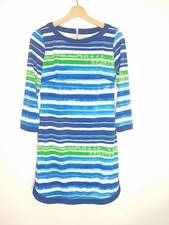 Vince Camuto Womens Dress Green Blue White Stripe 3/4 Sleeve Lined Size 6