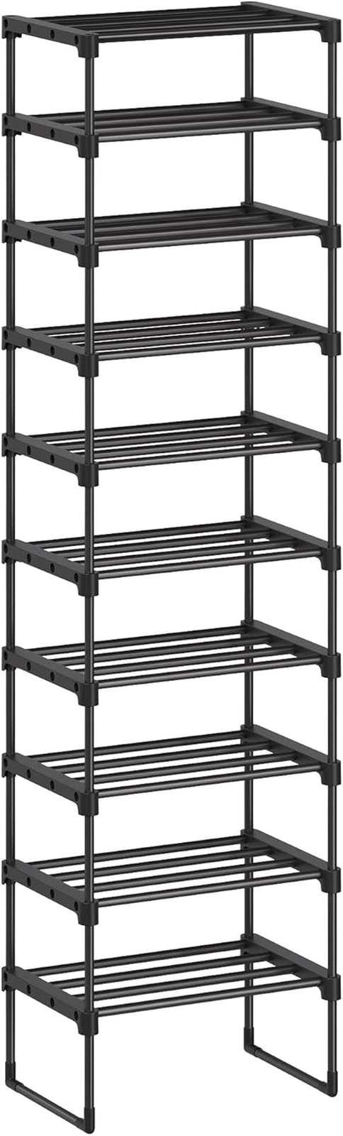 10-Tier Metal Shoe Rack Organizer - Space-Saving Upright or Upside Down Storage Shelf-image